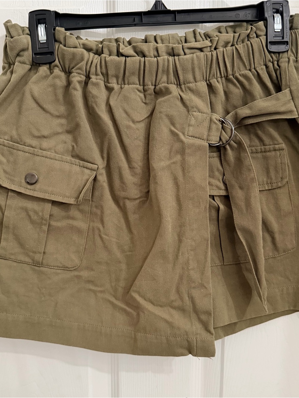 Jack by BB Dakota Olive Green High-Waist Cargo Shorts with Tie Belt